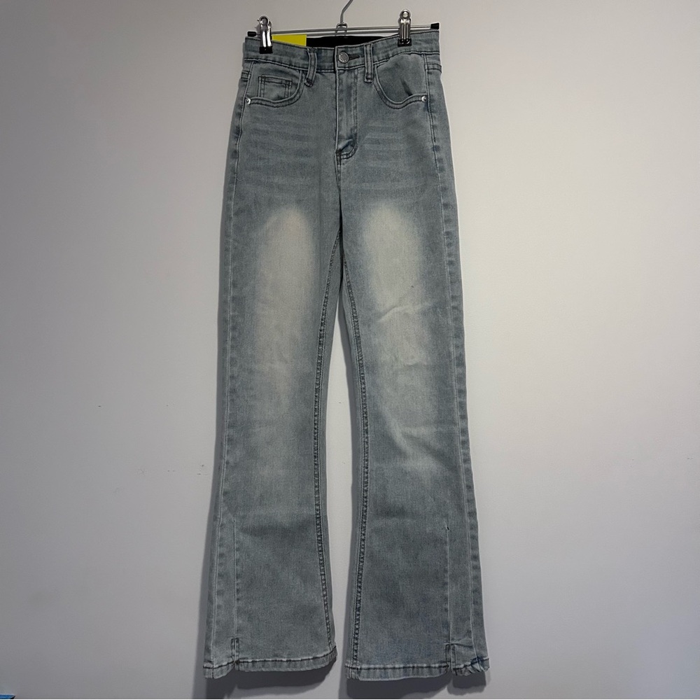 NWT Korean Codibook Light Blue Flared Slit Jeans